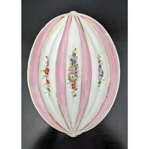 Rare! Carl Tielsch Antique Bowl Pink and White, Floral, Gold Gilt, 1875-1909